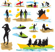 set vector silhouettes people on the beach set vector silhouettes people on the beach
