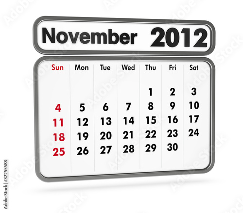 Illustration: calendar 2012 - november month calendar 2012 - november month