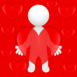 3d human - red hearts