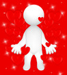3d human - red hearts - glossy