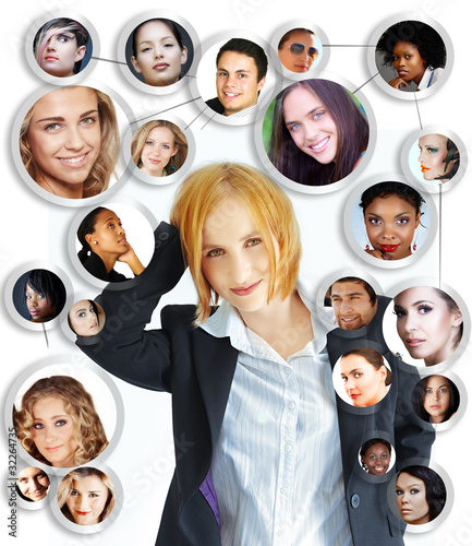 Photo: young woman social networking young woman social networking