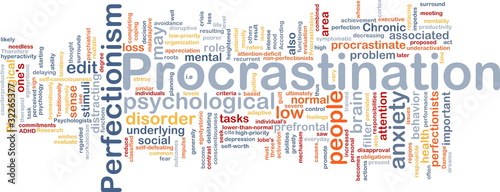Illustration: Background concept wordcloud illustration of procrastination Background concept wordcloud illustration of procrastination