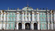 Winter Palace in St Petersburg against blue sky by day