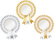 gold, silver, bronze rosettes