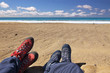 Foto: Relaxing on the beach after a long hiking tour Relaxing on the beach after a long hiking tour
