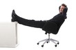 Smiling businessman taking a break