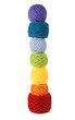 many multicolored clews in a vertical row, isolated many multicolored clews in a vertical row, isolated