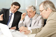 Portrait of three businessmen at the computer.