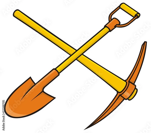 Vector: Pickaxe and shovel Pickaxe and shovel