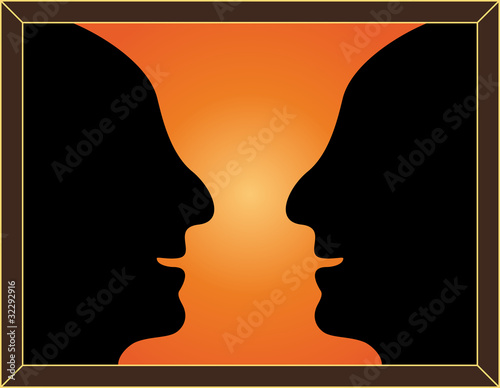 Vector: Optical illusion, two heads or a goblet? Optical illusion, two heads or a goblet?