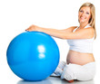 Photo: Pregnant woman excercises with gymnastic ball Pregnant woman excercises with gymnastic ball