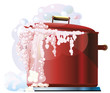 Red boiling pan