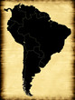 Map of South America on the old background