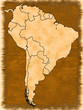 Map of South America on the old background