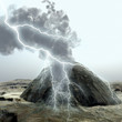 Volcanic eruption withhuge  lightning
