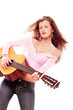 Beautiful girl with guitar in rock n roll style Beautiful girl with guitar in rock n roll style