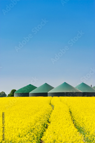 Foto: Biogasanlage hinter einem Rapsfeld 4 Biogasanlage hinter einem Rapsfeld 4