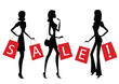 Woman doing shopping with word 