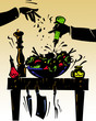 Ilustracion de comida en la mesa