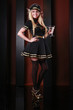 Blond stewardess and martini Blond stewardess and martini
