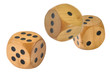 Photo: 3 Retro wooden dice, 1 dice has just been thrown 3 Retro wooden dice, 1 dice has just been thrown