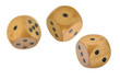Photo: 3 Retro wooden dice, 2 dice have just been thrown 3 Retro wooden dice, 2 dice have just been thrown