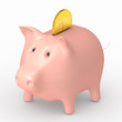 Piggy bank with money isolated on a white background
