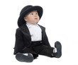 cute baby boy in tuxedo and hat over white cute baby boy in tuxedo and hat over white