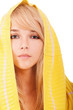 Woman in yellow hood
