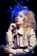 Beautiful fashion mode wearing blue hat