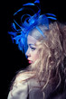 Beautiful fashion mode wearing blue hat