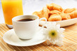 Breakfast coffee and croissants Breakfast coffee and croissants