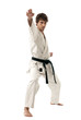 Karate male fighter young isolated on white background