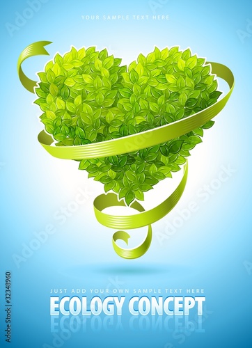 Vector: ecology concept with heart ecology concept with heart