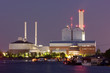 Heizkraftwerk Tiefstack in Hamburg bei Nacht, Power plant Heizkraftwerk Tiefstack in Hamburg bei Nacht, Power plant