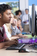 Serious student studying in computer lab