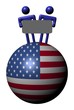 people holding sign on American flag sphere illustration people holding sign on American flag sphere illustration