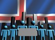 Icelandic business team with abstract skyline illustration