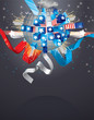 Vector exploding sphere with American symbols