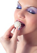 ����: Close up photo of a women with coconut dessert � Alen-D #32359392