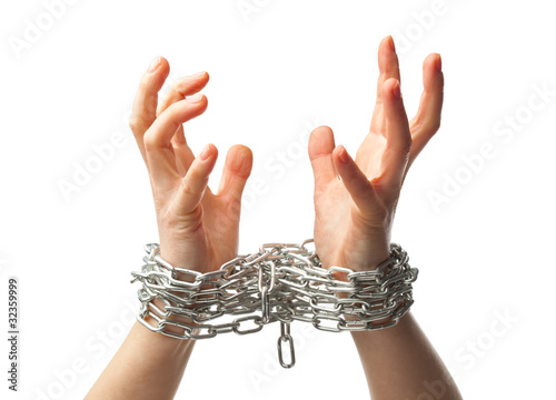 Photo: two chained hands two chained hands