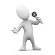 3d Little man sings to the crowd