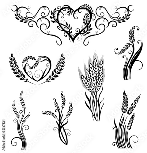 Vektor: Bäcker, Mehl, Getreide, Korn, Weizen, vector set Bäcker, Mehl, Getreide, Korn, Weizen, vector set