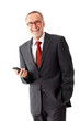 Smiling mature business man with mobilephone