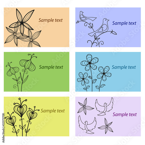 Vector: Set of business cards with floral ornament Set of business cards with floral ornament