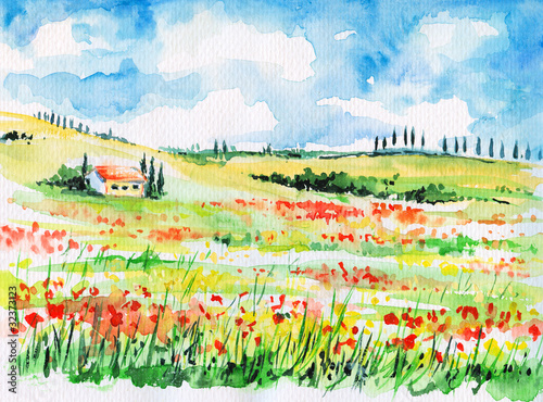 Illustration: Tuscany landscape Tuscany landscape