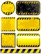 Vector grunge warning strips set.