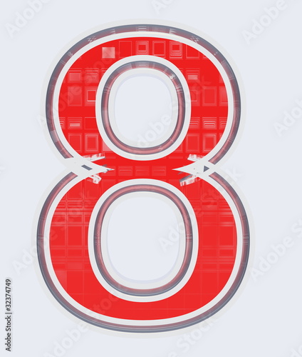 Illustration: chiffre 8 sur fond blanc chiffre 8 sur fond blanc