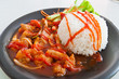 chicken in tomato sauce and rice