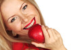 woman and red apple
